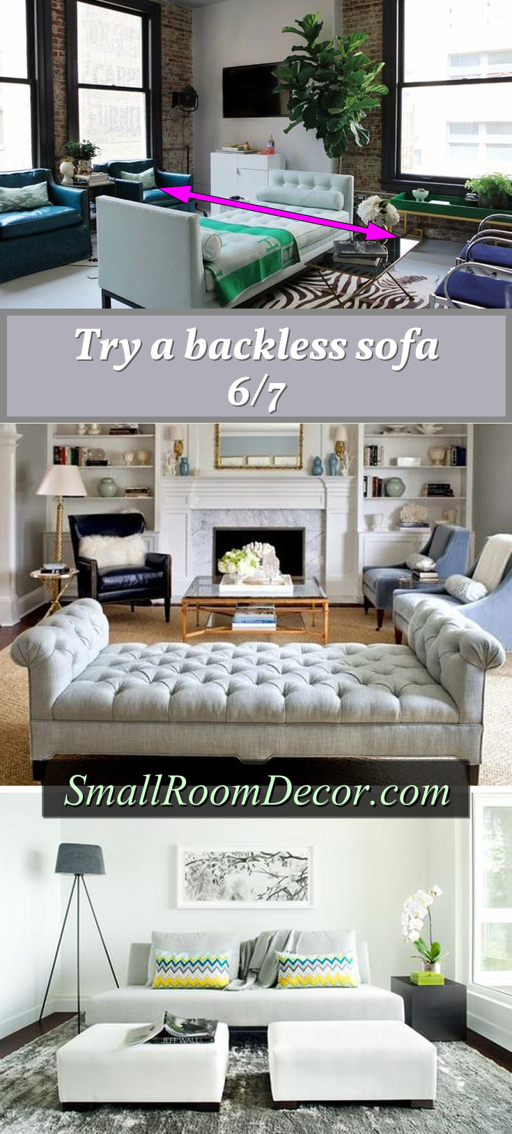 Backless sofa layout #livingroomsets 