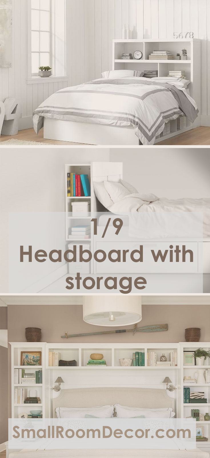 #Headboard with storage for small bedroom #bedroomstorage