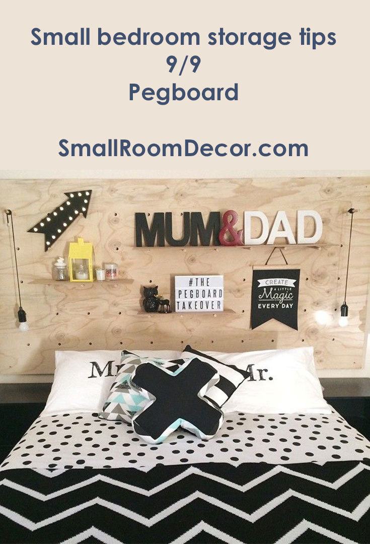 Small bedroom storage tips #pegboard