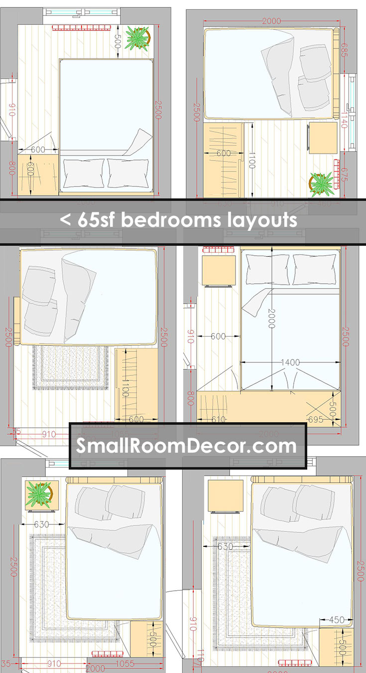 16 standart and 2 extreme Small Bedroom Layout Ideas [from 65 to 140 sf]