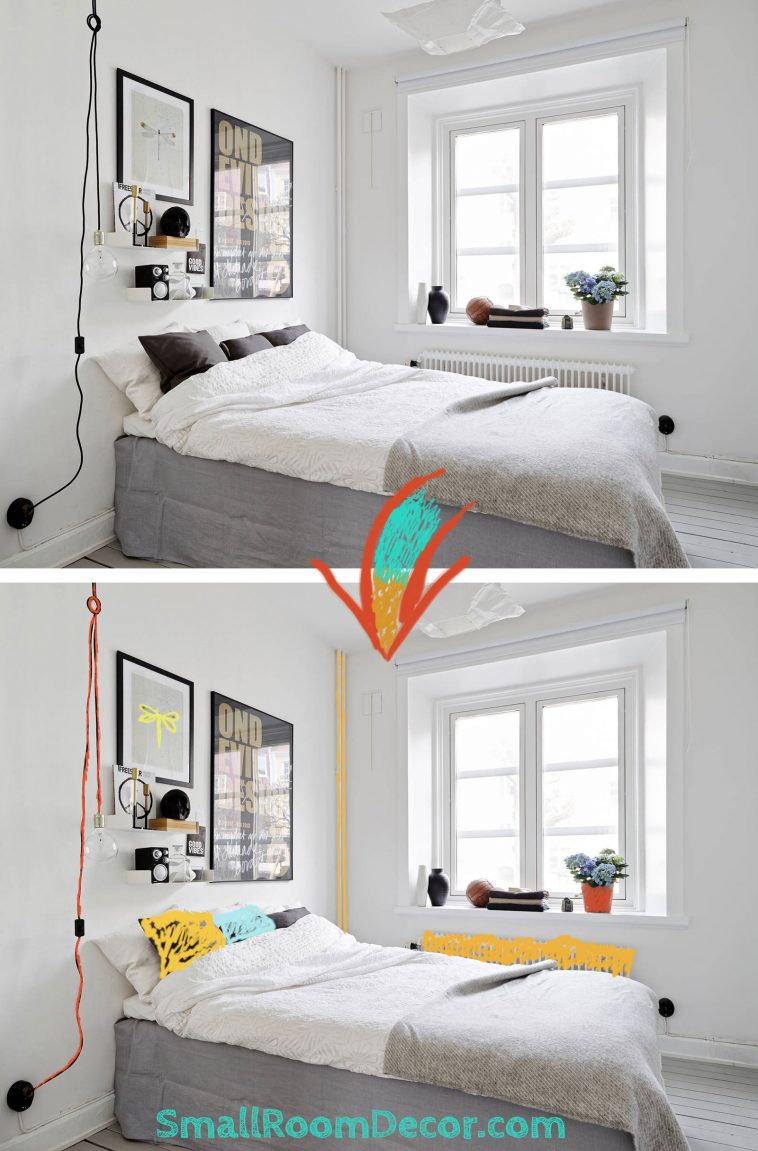 Bright color ideas for small #whitebedroom