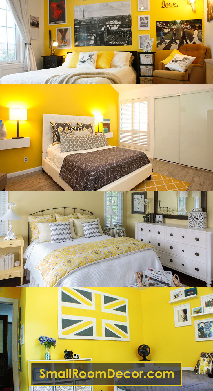 Decorating #smallbedroom in #yellow