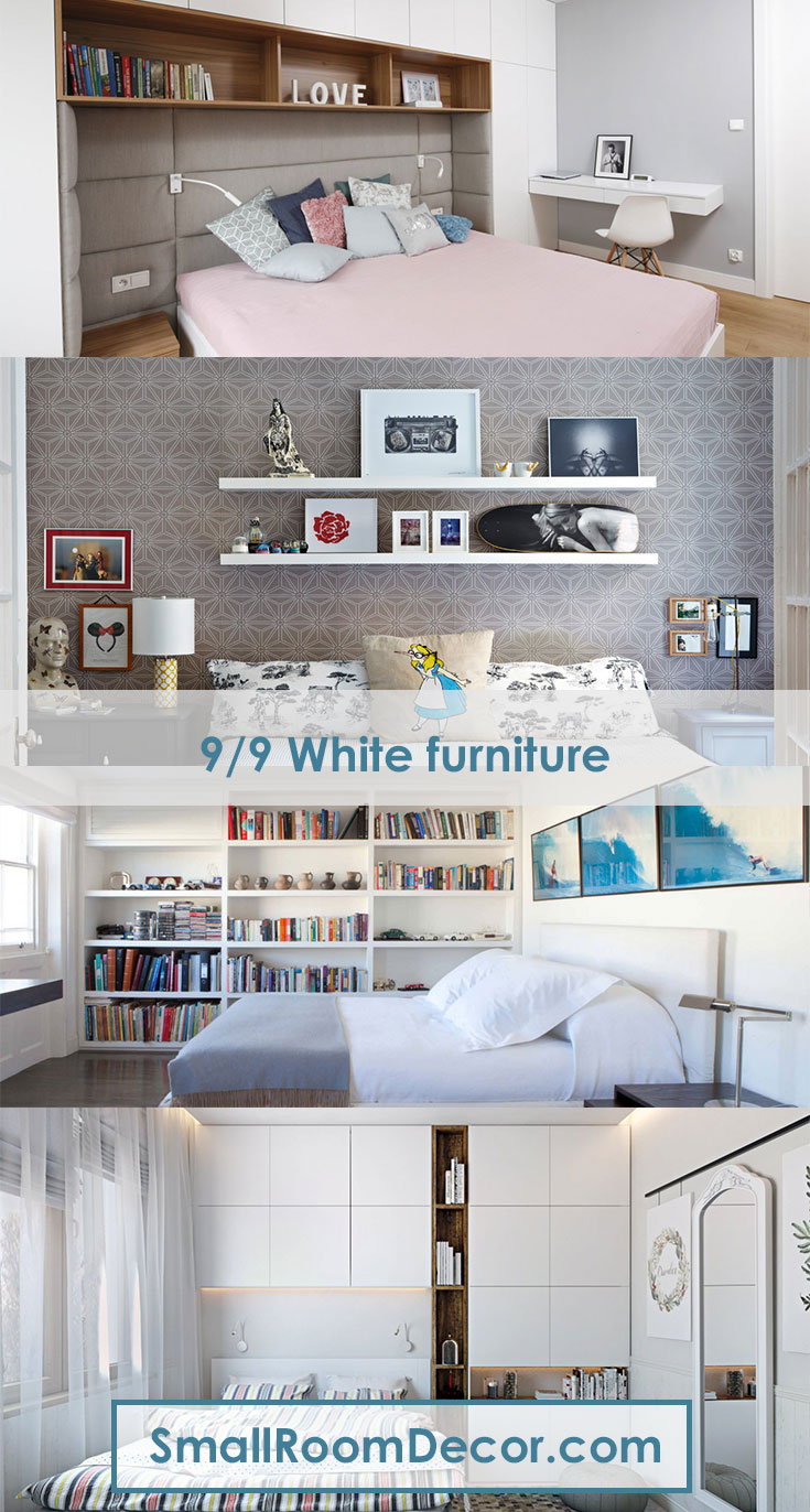 Small bedroom with white furniture #bedroomsets