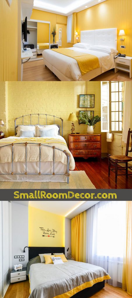 Yellow painted walls in small bedroom #smallbedroomideas #bedrooms
