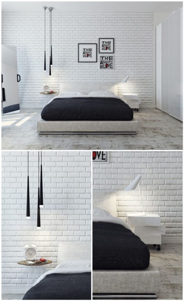 Modern lamps in a white small bedroom #diyorganization #whitedecor #smallbedrooms