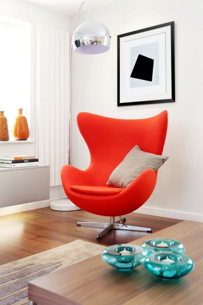 Orange egg accent chair - jacobsen swan #chair #livingroomchairs #livingroomfurniture