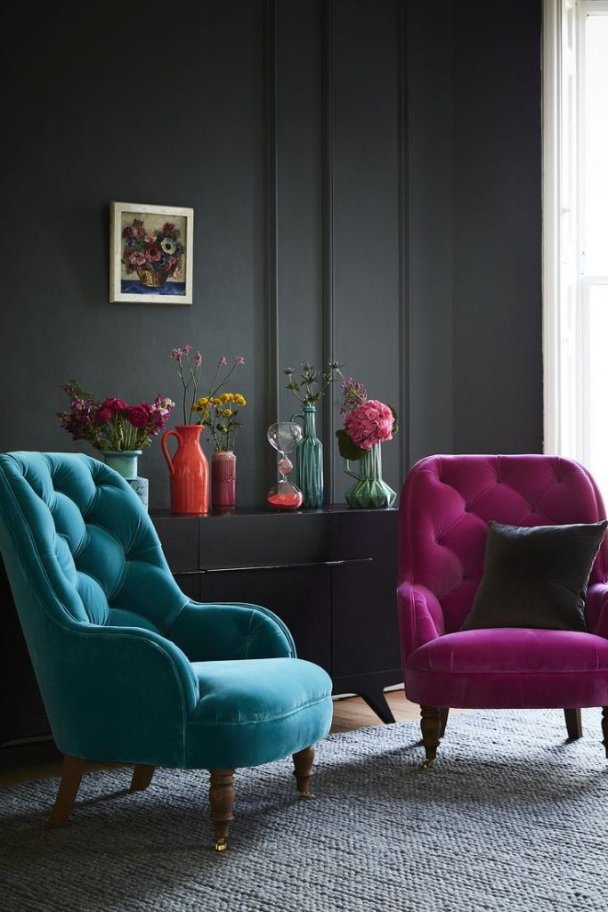 blue and pink accent chairs living room #chairs #livingroomcolors #livingroomfurniture