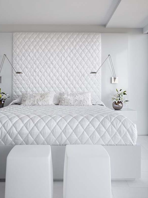 small all white bedroom with two Wall Sconces #mirror #smallbedrooms #lightingideas